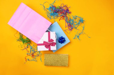 çeşitli hediye kutuları Üstten Görünüm