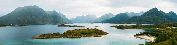 Panoramic photo of picturesque highlands, sea, cloudy sky in Norway — Stock Photo, Image