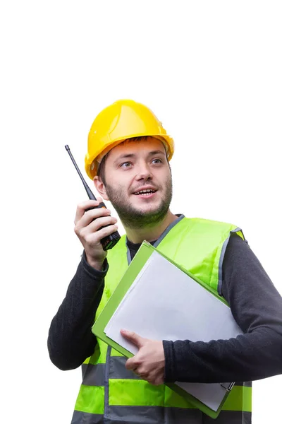 Portrait of engineer on white backgroun. — Stock Photo, Image