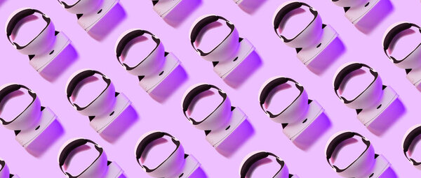 Pattern from vr headset in violet background.