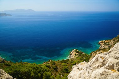 Yunanistan 'ın Rodos adasındaki Monolithos şatosu yakınlarındaki inanılmaz manzara