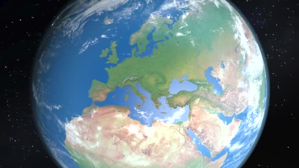 Erde aus dem All nähert sich Europa.