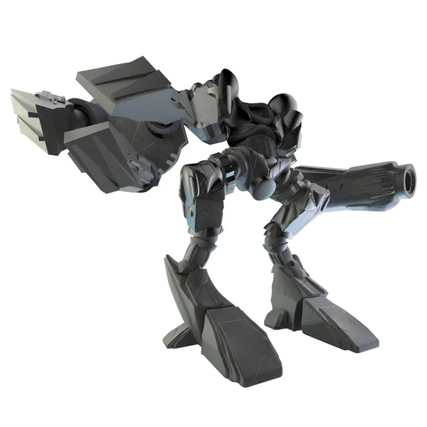 Ilustracja Białym Tle Metalu Mechanik Robotem Fotelem Pilota Pazurem Broń — Zdjęcie stockowe