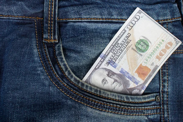 Jeans pantaloni tasca soldi da vicino . — Foto Stock
