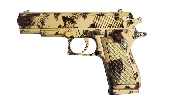 Foto Aislada Una Pistola Beretta Camuflada Desierto Sobre Fondo Blanco — Foto de Stock