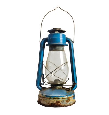 İzole edilmiş eski moda mavi gaz lambası fotoğrafı beyaz arka planda..