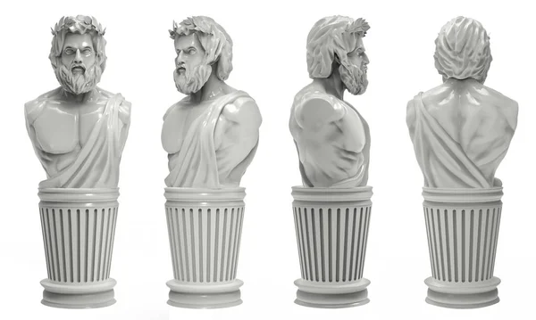 Renderizar Imagen Ilustración Una Estatua Busto Mármol Masculino Griego Diferentes — Foto de Stock