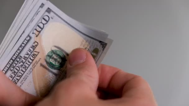 Las Manos Contándonos Billetes Dólar Manos Hombre Contándonos Billetes Dólar — Vídeos de Stock