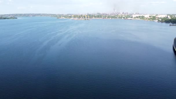 Veduta Aerea Panoramica Della Diga Idroelettrica Sul Fiume Tramonto Centrale — Video Stock