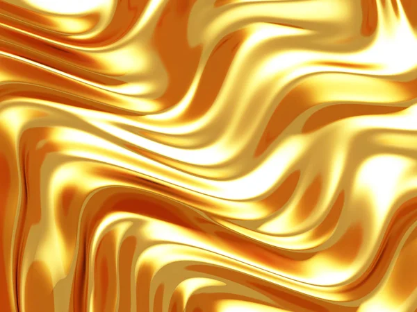 Brilhante Dourado Elegante Onda Linhas Fundo Renderizar Ilustração — Fotografia de Stock