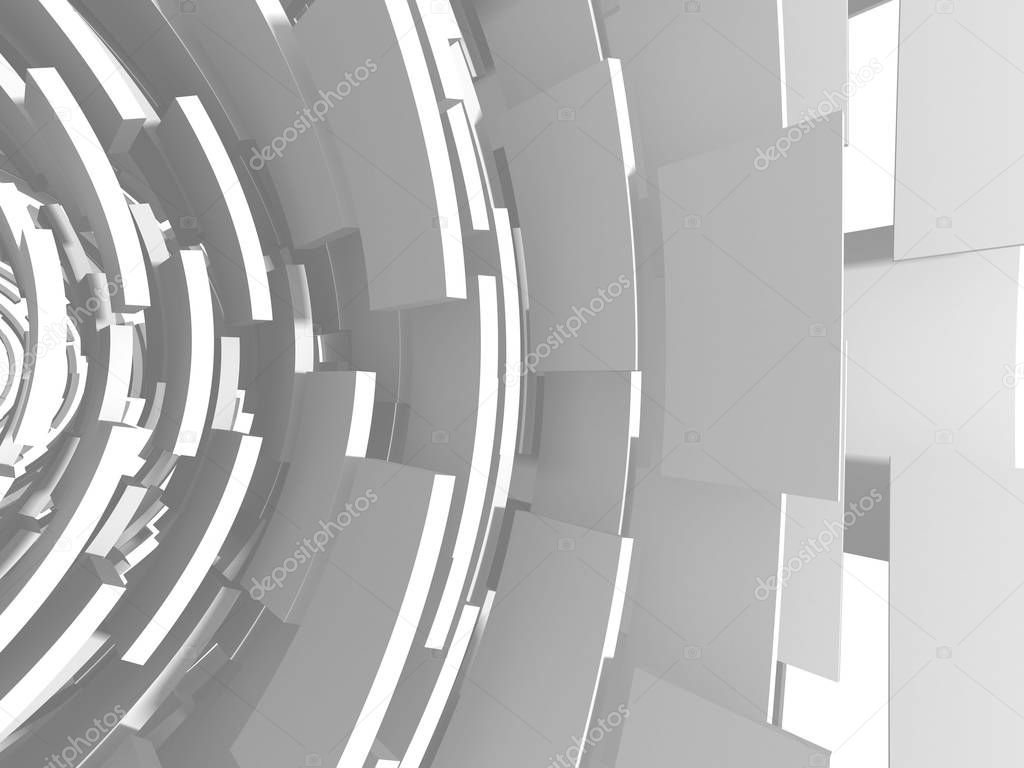 Abstract geometric art deco mockup background in white with shadows  