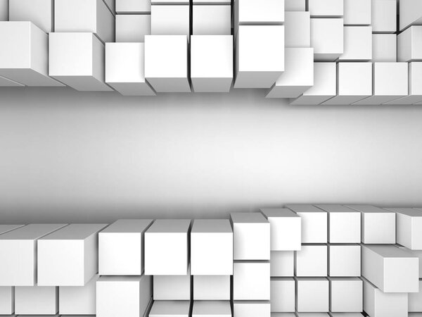 Abstract geometric background in white of cubes