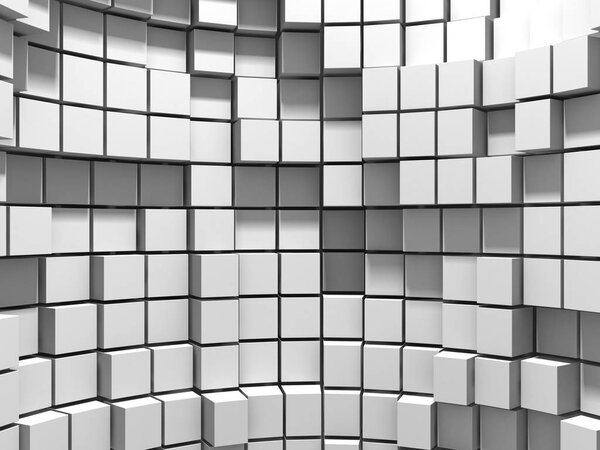 Abstract geometric background in white of cubes