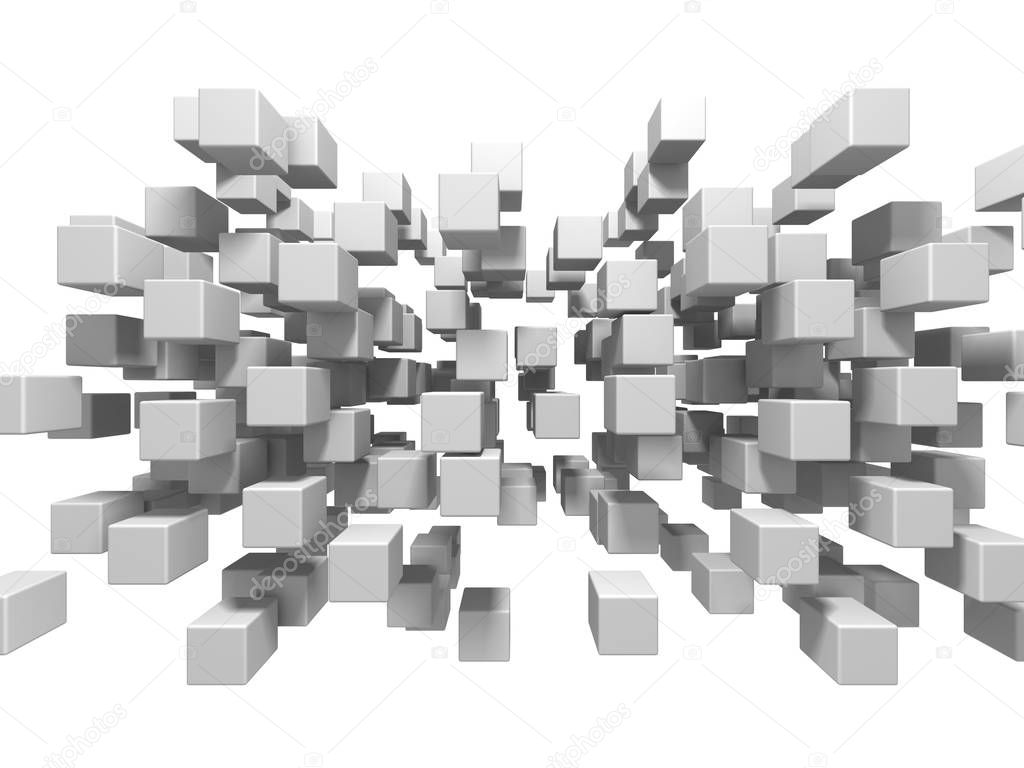 Abstract geometric background in white of cubes