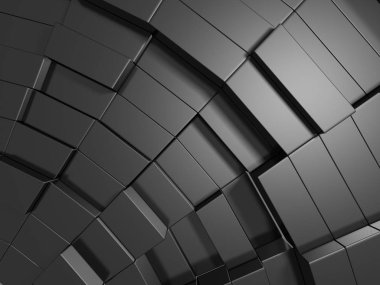 Soyut geometrik arka planda küpler metalik gümüş. 3D render.