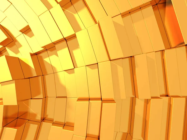 Abstract geometric background in golden yellow of cubes. 3d rendering.