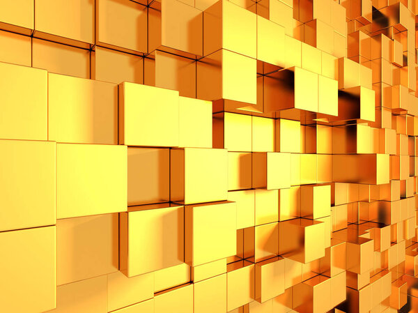 Абстрактный геометрический фон в золотисто-желтых кубиках. 3d-рендеринг
.