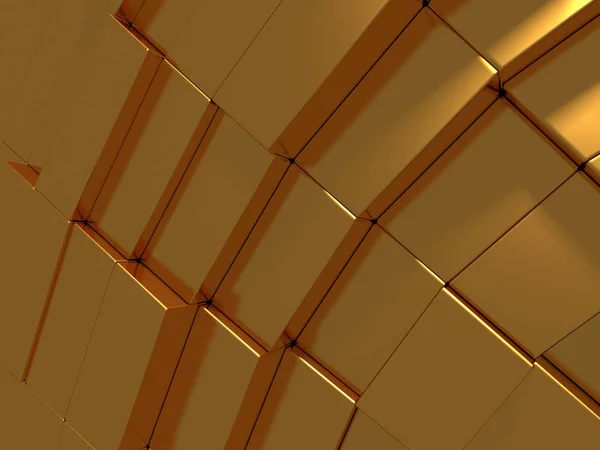 キューブの黄金色の抽象的な幾何学的な背景 レンダリング — ストック写真