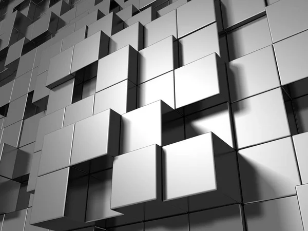 Abstracte Geometrische Achtergrond Metalic Zilver Van Kubussen Rendering — Stockfoto
