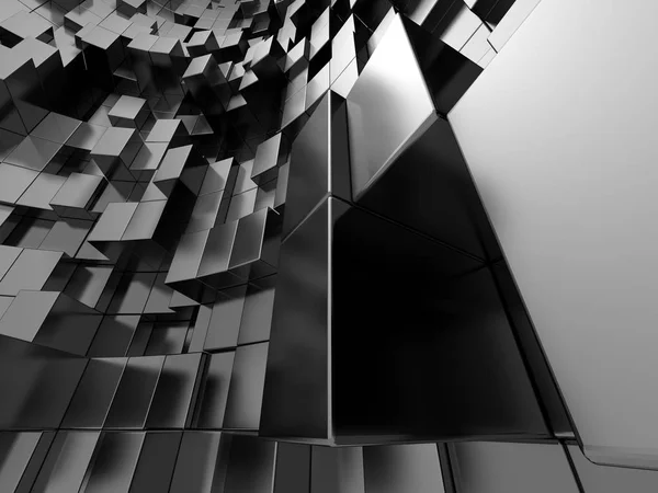 Fond Géométrique Abstrait Argent Métalique Des Cubes Rendu — Photo