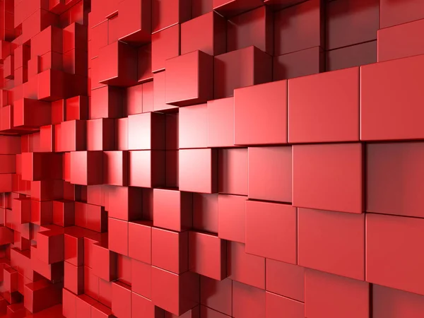 Fondo Geométrico Abstracto Rojo Cubos Renderizado —  Fotos de Stock