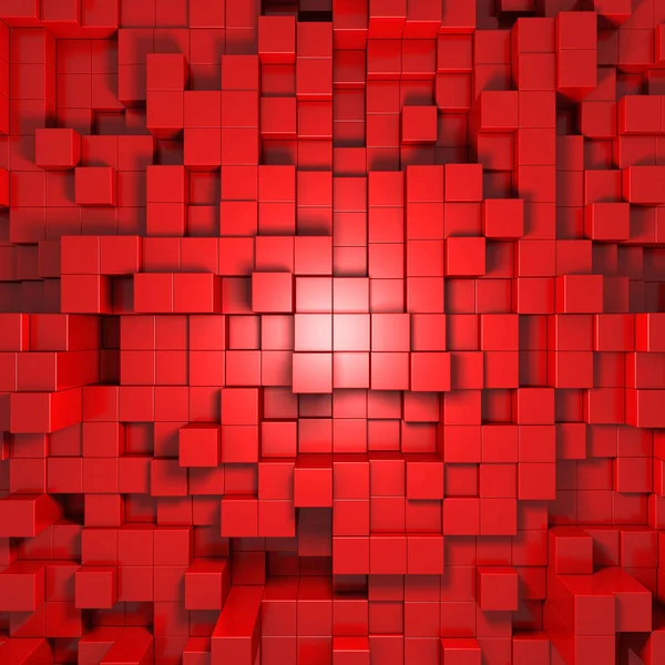 Geometrik Arka Plan Kırmızı Küpler Render — Stok fotoğraf