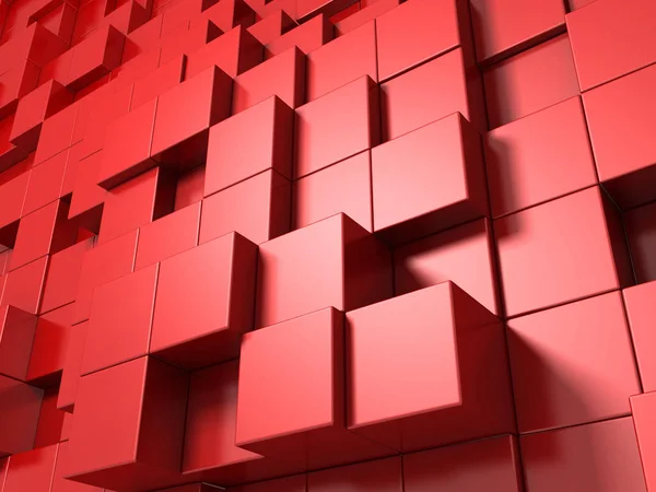 Geometrik Arka Plan Kırmızı Küpler Render — Stok fotoğraf