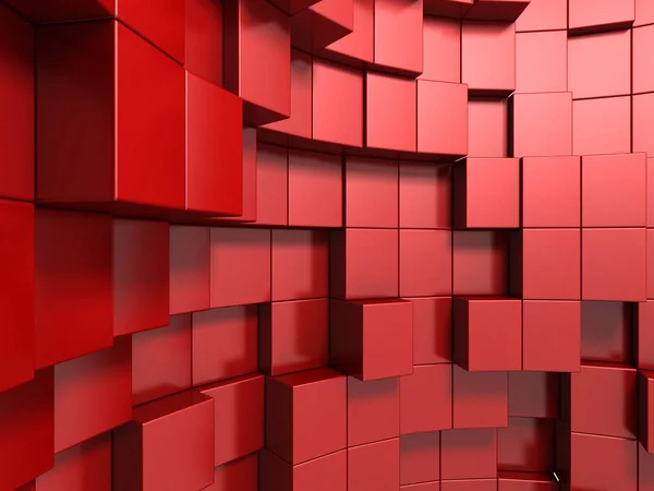 Fondo Geométrico Abstracto Rojo Cubos Renderizado —  Fotos de Stock