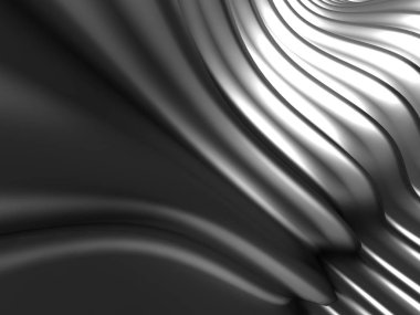 Zarif geometrik minimalist krom arka plan dalga kavisli hatları ile. 3D render illüstrasyon.