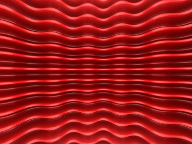 Zarif kırmızı Metalik arka plan dalga kavisli hatları ile. 3D render illüstrasyon.