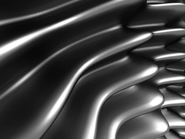 Элегантный Геометрический Минималистичный Хромированный Фон Изогнутыми Волновыми Линиями Трехмерная Иллюстрация — стоковое фото