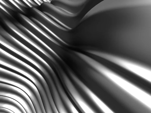 Elegant Geometric Minimalistic Chrome Background Curved Wave Lines Render Illustration — Stock Photo, Image