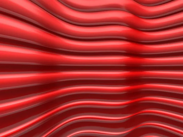 Elegant red metallic background with curved wave lines. 3d render illustration.