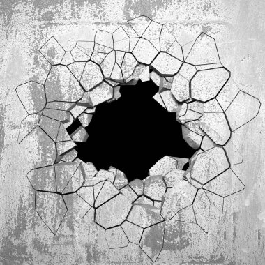 Kırık hole grungy beton duvar.