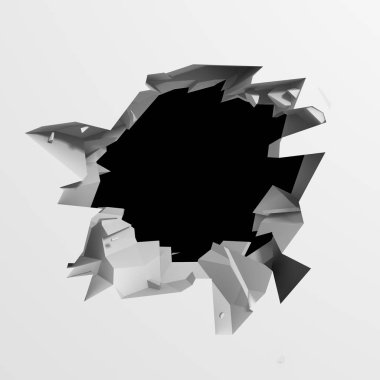 Kırık beyaz taş duvar delik.