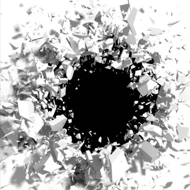 Kırık beyaz taş duvar delik.