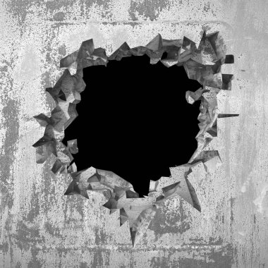Kırık hole grungy beton duvar.