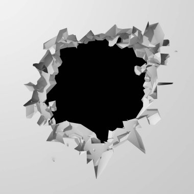 Kırık beyaz taş duvar delik.