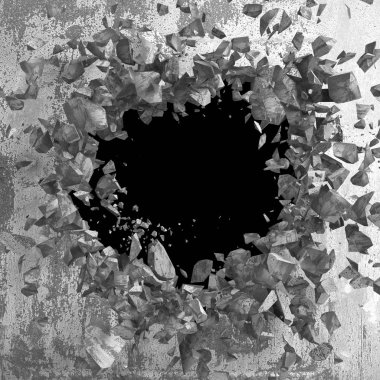 Kırık hole grungy beton duvar.