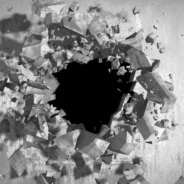 Ραγισμένα Τρύπα Στο Grungy Τσιμεντένιο Τοίχο — Φωτογραφία Αρχείου