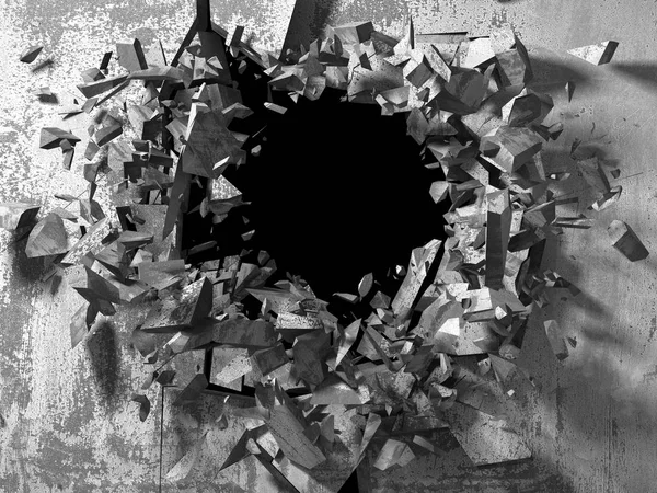 Cracked Hole Grungy Concrete Wall — Stock Photo, Image