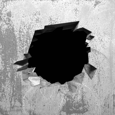 Karanlık kırık duvarda beton duvar kırık. Grunge arka plan. 3D render illüstrasyon