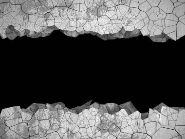 Karanlık kırık duvarda beton duvar kırık. Grunge arka plan. 3D render illüstrasyon