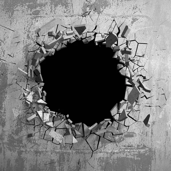 Karanlık Kırık Duvarda Beton Duvar Kırık Grunge Arka Plan Render — Stok fotoğraf