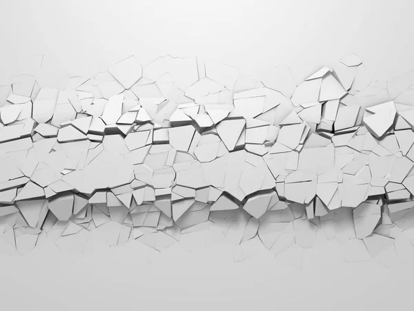 Kerusakan Gelap Menghancurkan Lubang Dinding Batu Putih Ilustrasi Render — Stok Foto