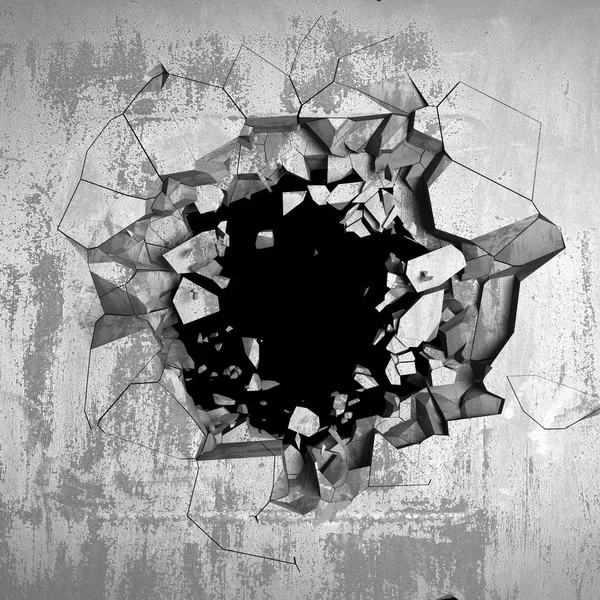 Темний Тріснув Розбитий Отвір Бетонній Стіні Гранж Фону Ілюстрація Рендеринга — стокове фото