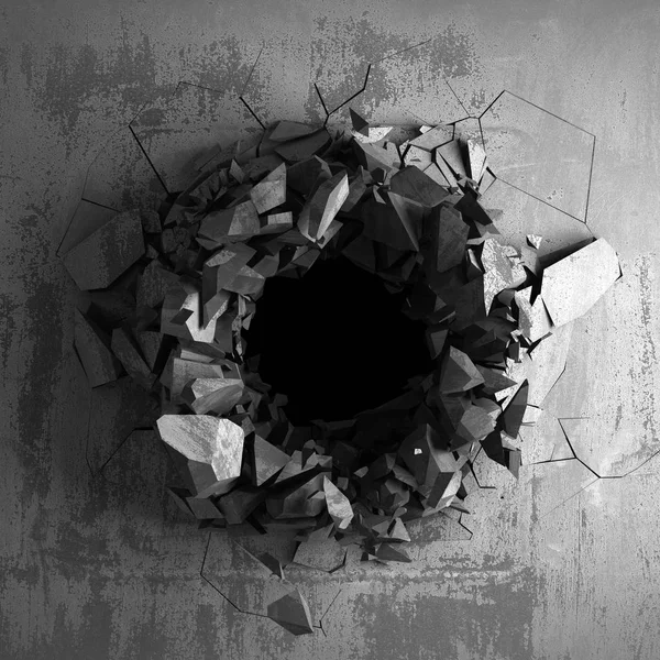 Dark Pęknięty Podziale Otwór Ścianie Betonowej Tło Grunge Ilustracja Render — Zdjęcie stockowe