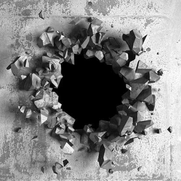 Темний Тріснув Розбитий Отвір Бетонній Стіні Гранж Фону Ілюстрація Рендеринга — стокове фото