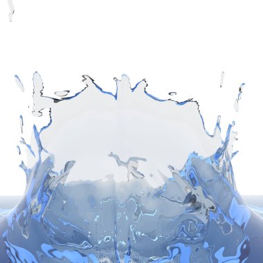 Mavi parlak saf su sıçramasına. Soyut doğa arka plan. 3D render illüstrasyon