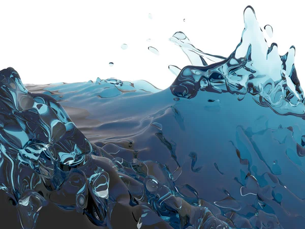 Splashing Blue Sparkling Pure Water Abstract Nature Background Render Illustration — Stock Photo, Image